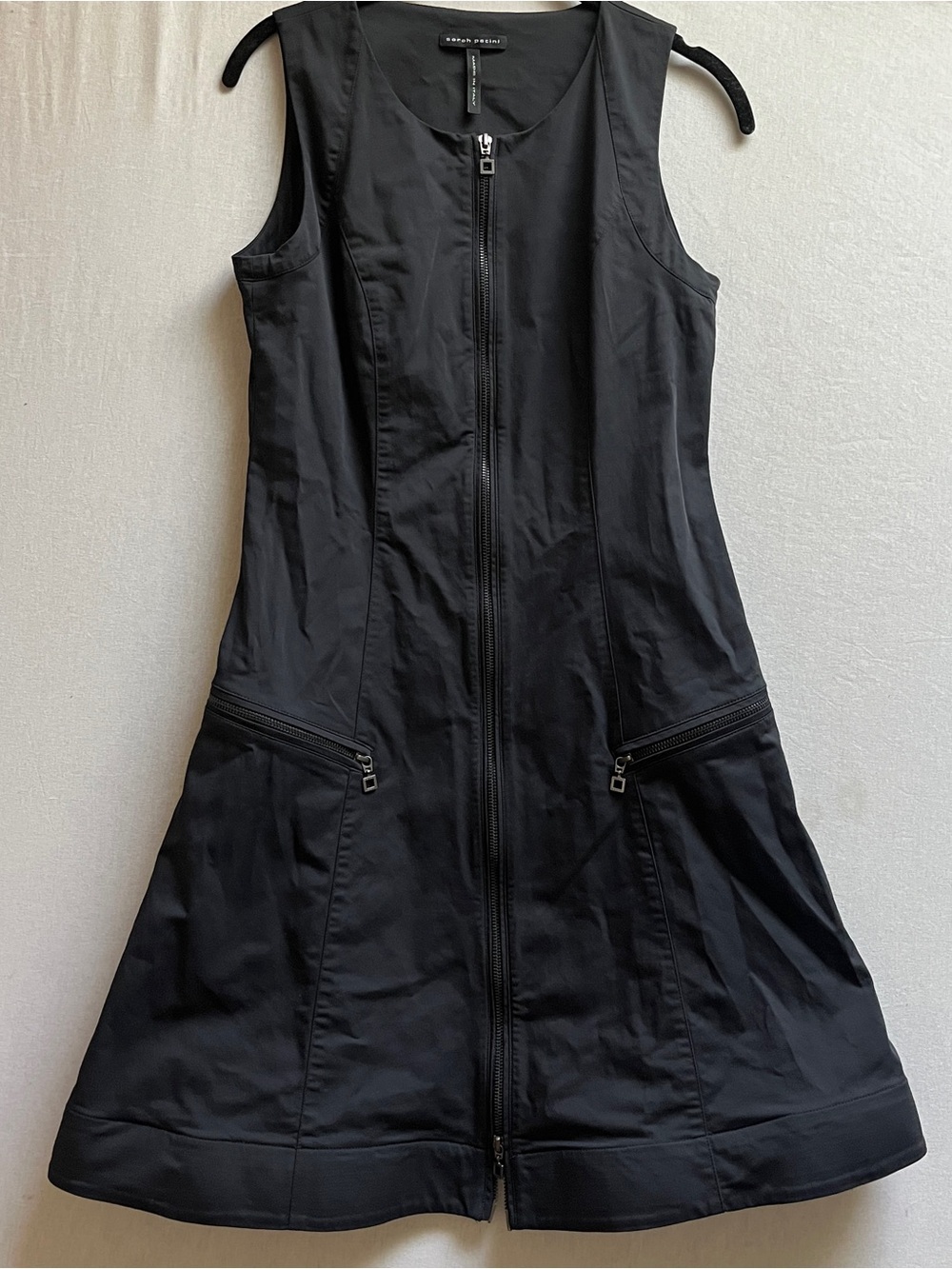 Sarah Pacini Sleeveless Zip Front A-Line Dress Made In Italy Size 6